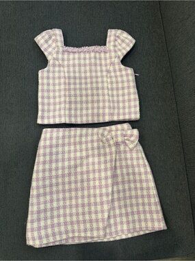 Rachel Zoe Girls Lavender Tweed Matching Set Top & Skirt Size 7
